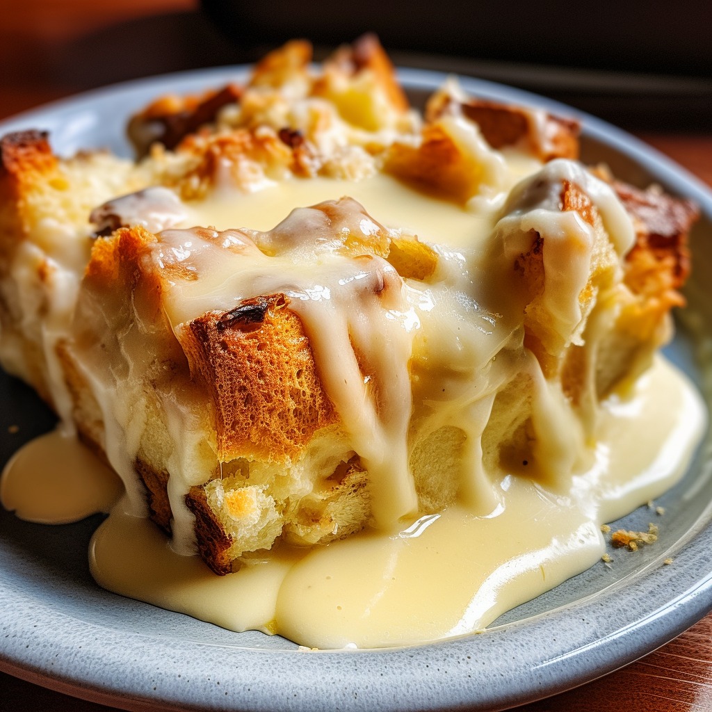 Grandma’s OldFashioned Bread Pudding with Vanilla Sauce! Favorite